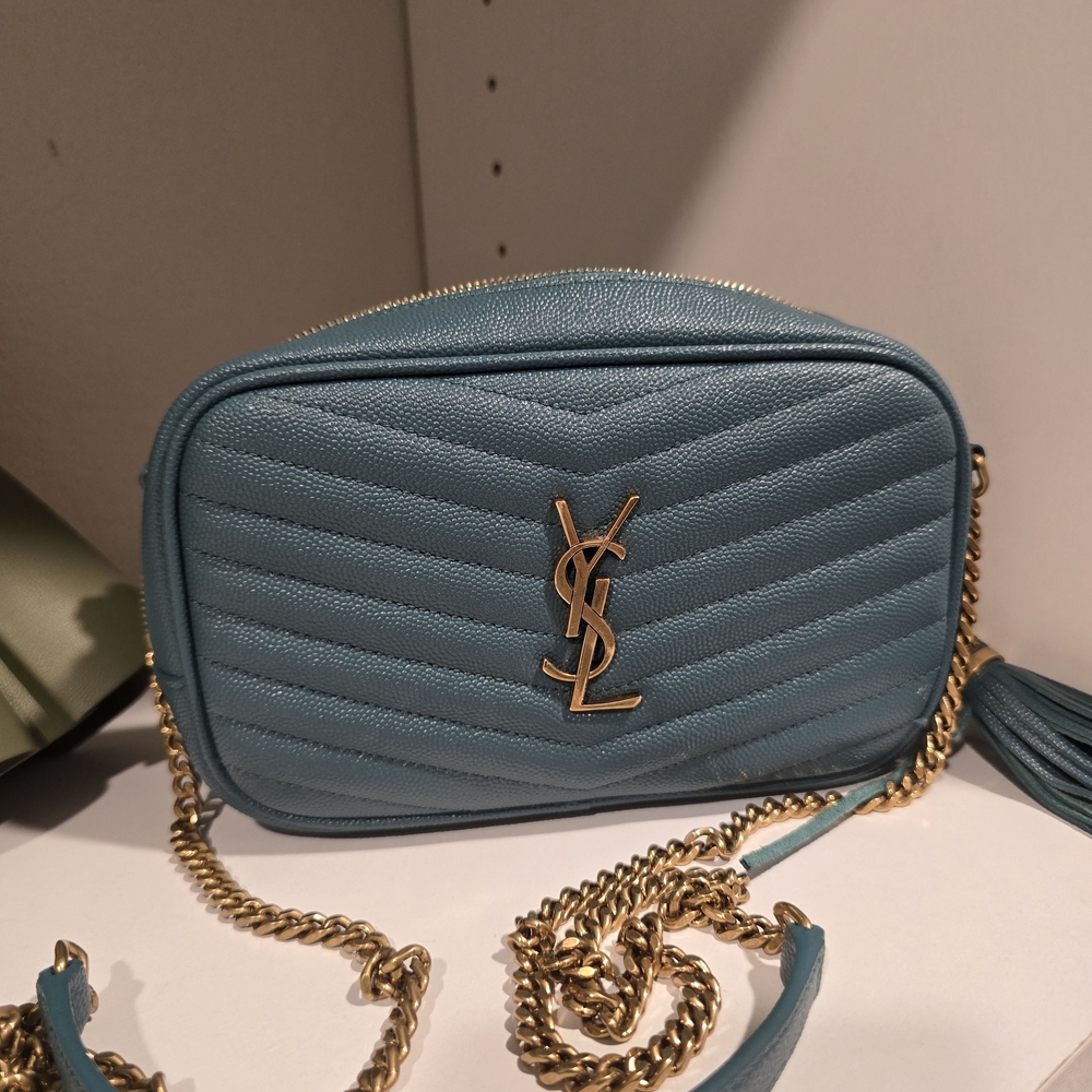 Yves Saint Laurent Teal Quilted Crossbody Bag